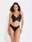 Conjunto Lingerie Sexy Luxo Cropped Sem Bojo Em Renda Veludo