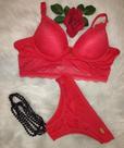 Conjunto Lingerie Soutien e Calcinha Tam M cor vermelho