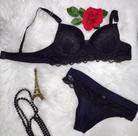 Conjunto Lingerie Soutien e Calcinha Tamanho P Cores Vermelho e Preto EY 10293 EY 10294