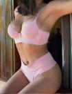 Conjunto lingerie sutiã basico com bojo com aro e base espumada com calcinha cós alto fio duplo - rose