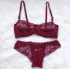 Conjunto Lingerie Sutiã De Renda Sem Bojo Com Arco Meia Taça Calcinha Tanga Langerie Sexy