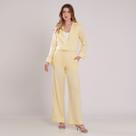 Conjunto Linho Camisão e Calça Amarelo Miss Joy 8470 Feminino Cor:AmareloTamanho:38