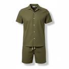 Conjunto Linho Masculino Camisa Botão Bermuda Mauricinho