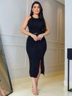 Conjunto Liso em Malha Modal Blusa Regata Assimétrica com Saia Midi