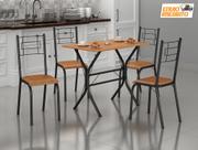 Conjunto Liz 4 Cadeiras Mesa de Jantar Cozinha Ferro Madeira