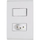 Conjunto Liz Branco 4x2 com 1 Interruptor Simples de 10 Ampères E 250 Volts + 1 Tomada 2p+t de 20 Am