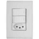 Conjunto Liz Branco 4x2 com 2 Interruptores Paralelos de 10 Ampères e 250 Volts + 1 Tomada 2P+T de 10 Ampères e 250 Volts - 57170074 - TRAMONTINA