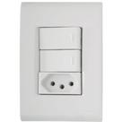 Conjunto Liz Branco 4x2 com 2 Interruptores Paralelos de 10 Ampères E 250 Volts + 1 Tomada 2p+t de 2