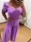 Conjunto longo calça e blusa sol Modas feminino, lilas tam G