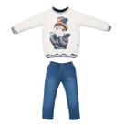 Conjunto Longo Infantil Menina Jeans Estampado Upi Uli