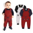 Conjunto Longo Inverno Jardineira e Camiseta - Hrradinhos G Cinza