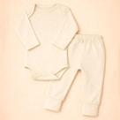 Conjunto Longo para Bebê Body e Calça Básico 100% Algodão Cor:BegeTamanho:3-6M