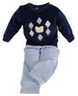 Conjunto Longo Plush Luxo Blusa Calça Bebê Menino Ref 7294 Conjunto Longo Plush Luxo Blusa Calça Bebê Menino Ref 7294
