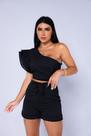 Conjunto Lorena em linho Shorts e cropped mula manca com zíper na lateral super tendência verão