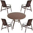 Conjunto Lótus Mesa 90cm 4 Poltronas Marrom Conjunto Lótus Mesa 90cm 4 Poltronas Marrom