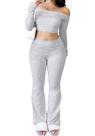 Conjunto Lounge de 2 peças GFU Women Off Shoulder Crop Top Flare