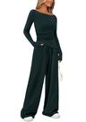 Conjunto Lounge Feminino PRETTYGARDEN 2 Peças Manga Longa Assimétrico M