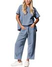 Conjunto lounge IQSQSQ feminino de 2 peças, blusa e calça de manga curta