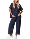 Conjunto lounge IQSQSQ feminino de 2 peças, blusa e calça de manga curta