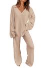 Conjunto Lounge PRETTYGARDEN Suéteres Dois Peças Caqui XL Conjunto Lounge PRETTYGARDEN Suéteres Dois Peças Caqui XL