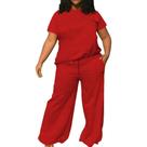 Conjunto Lounge TOPSRANI, moletom feminino plus size, manga curta