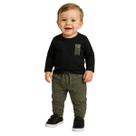Conjunto Luc.Boo Bebê Blusão Preto e Calça Reta Verde