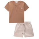 Conjunto Luc.Boo Blusa e Bermuda Em Tecido Bege Inverno