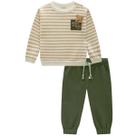 Conjunto Luc.Boo Blusão Listrado Calça Jogger Verde Inverno Conjunto Luc.Boo Blusão Listrado Calça Jogger Verde Inverno