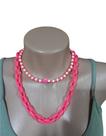 Conjunto Lucia: chocker bicolor neon (37 cm) com colar de elos em acrilico (52 cm).