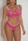 Conjunto Luiza Rosa Pink com Branco - Lingerie Feminina