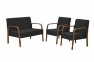 Conjunto Luna 1 Poltrona 2 Lugares e 2 Poltronas de 1 Lugar Braço Madeira D Salla material sintético Conjunto Luna 1 Poltrona 2 Lugares e 2 Poltronas de 1 Lugar Braço Madeira D Salla material sintético