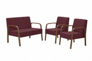 Conjunto Luna 2 Poltronas de 1 Lugar e 1 poltrona de 2 lugares Braço Madeira DSalla Suede Conjunto Luna 2 Poltronas de 1 Lugar e 1 poltrona de 2 lugares Braço Madeira DSalla Suede