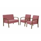 Conjunto Luna Braço Madeira D Salla Suede Rosa