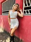 Conjunto lurex tamanho único , cropped com bojo frente única com saia.