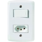 Conjunto Lux2 Branco 4x2 com 1 Interruptor Paralelo de 10 Ampères E 250 Volts + 1 Tomada 2p+t de 20