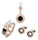 Conjunto Luxo Anel Colar Brinco Banhado Ouro Rosê Cristal Cz