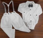 Conjunto Luxo Bebê Menino Linho Gravata Suspensório Ref 2276