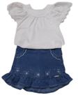 Conjunto Luxo Blusa Shorts Jeans Menina Verão Paraiso 15575 Conjunto Luxo Blusa Shorts Jeans Menina Verão Paraiso 15575