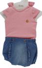 Conjunto Luxo Body + Shorts Jeans Bebê Menina Paraiso 13893