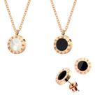 Conjunto Luxo Colar Dupla Face E Brinco Banhado A Ouro Rosê