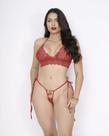 Conjunto Luxo com Saia e Recorte Vazado com Pingente Branco - Lingerie Feminina