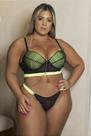 Conjunto Luxo com Saia Liga Mistério do Amor Preto Plus Size - 3 em 1