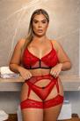 Conjunto Luxo Cropped com Cinta Liga em Persex e Tule Deluxe Plus Size
