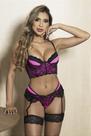 Conjunto Luxo Cropped em Renda com Perneira e Liga Rosa Neon - Ninguém Vai Saber