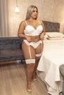 Conjunto Luxo Cropped Trabalhado em Renda Fio com Perneira e Liga Branco Plus Size - Ninguém Vai Saber Conjunto Luxo Cropped Trabalhado em Renda Fio com Perneira e Liga Branco Plus Size - Ninguém Vai Saber