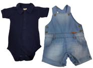 Conjunto Luxo Jardineira Jeans + Body Bebê Menino Ref 2482 Conjunto Luxo Jardineira Jeans + Body Bebê Menino Ref 2482