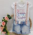 - Conjunto Luxo Menina Paraiso Tam 4 6 8 10 Blusa Shorts 11103