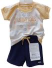 Conjunto Luxo Menino Camisa Bordada + Bermuda Verão Rf 13727
