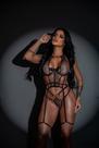 Conjunto Luxo Scarlett Preto M - Sutiã e Calcinha com Cinta Liga