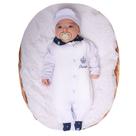 Conjunto Macacão Com Boné Menino Baby Príncipe Branco 02 peças